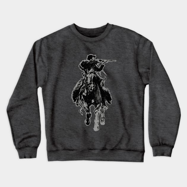 Rustic cowboy with rifle riding horse classic sketch Crewneck Sweatshirt by hobrath